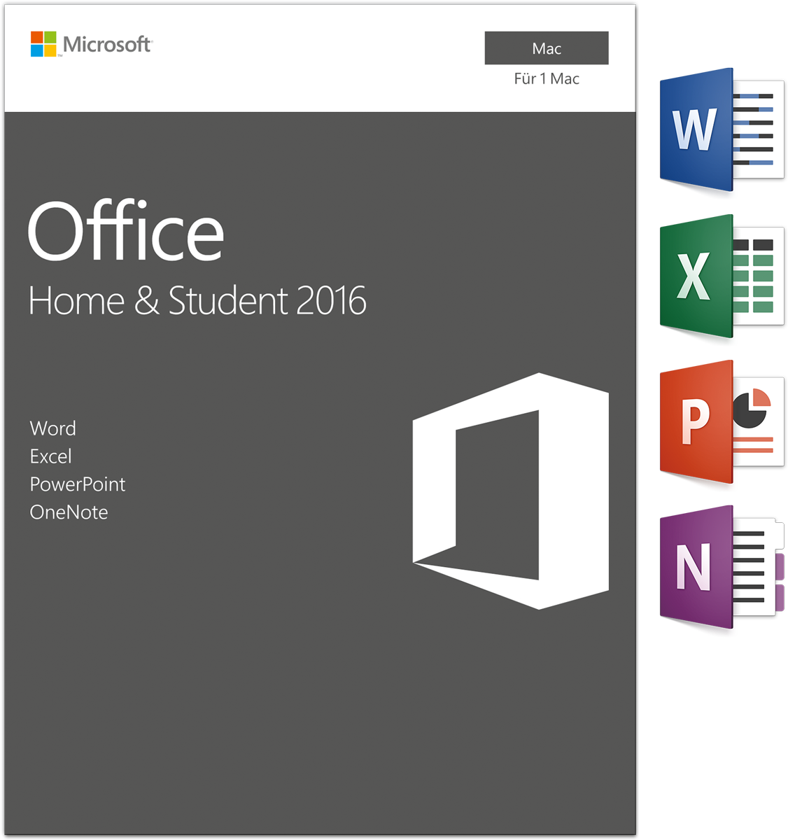 Microsoft office 2016 home and student for mac retail box - 1 user